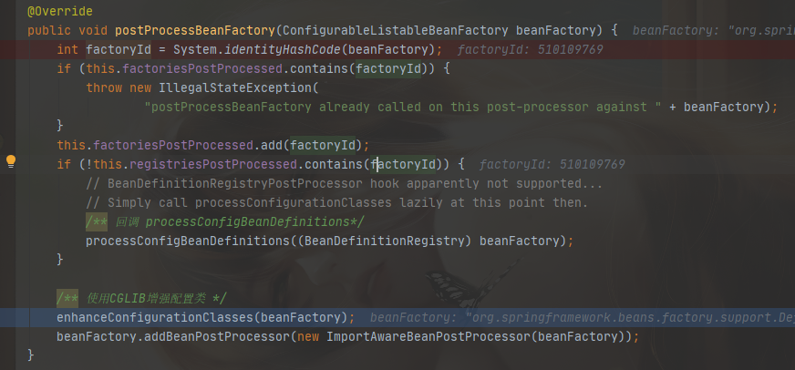 ConfigurationClassPostProcessor#postPRocessBeanFactory